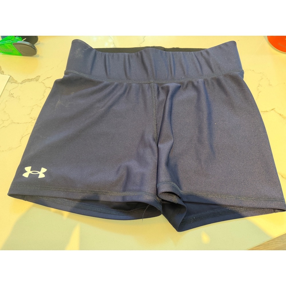 Under Armour Womens HeatGear Compression Shorts Navy Blue Medium MD Athletic